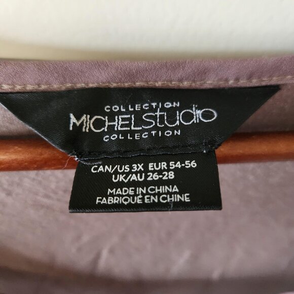 MichelStudio Collection Women’s 3X Blouse – Brown & White Abstract Print Flowy - Picture 3 of 3